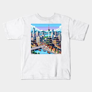 Seoul Pixel Art Illustration Kids T-Shirt